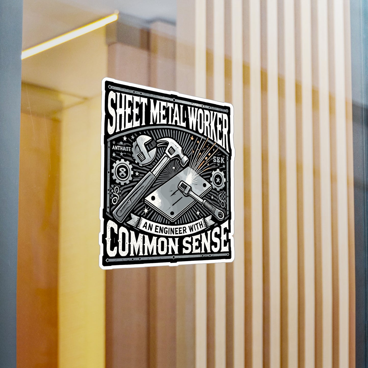 Sheet Metal Worker An Engineer With Common Sense - Sheet metal worker Sticker for Laptop Sticker. Water Bottle Sticker, Vinyl Engineering Decal - Sheet metal worker Gift