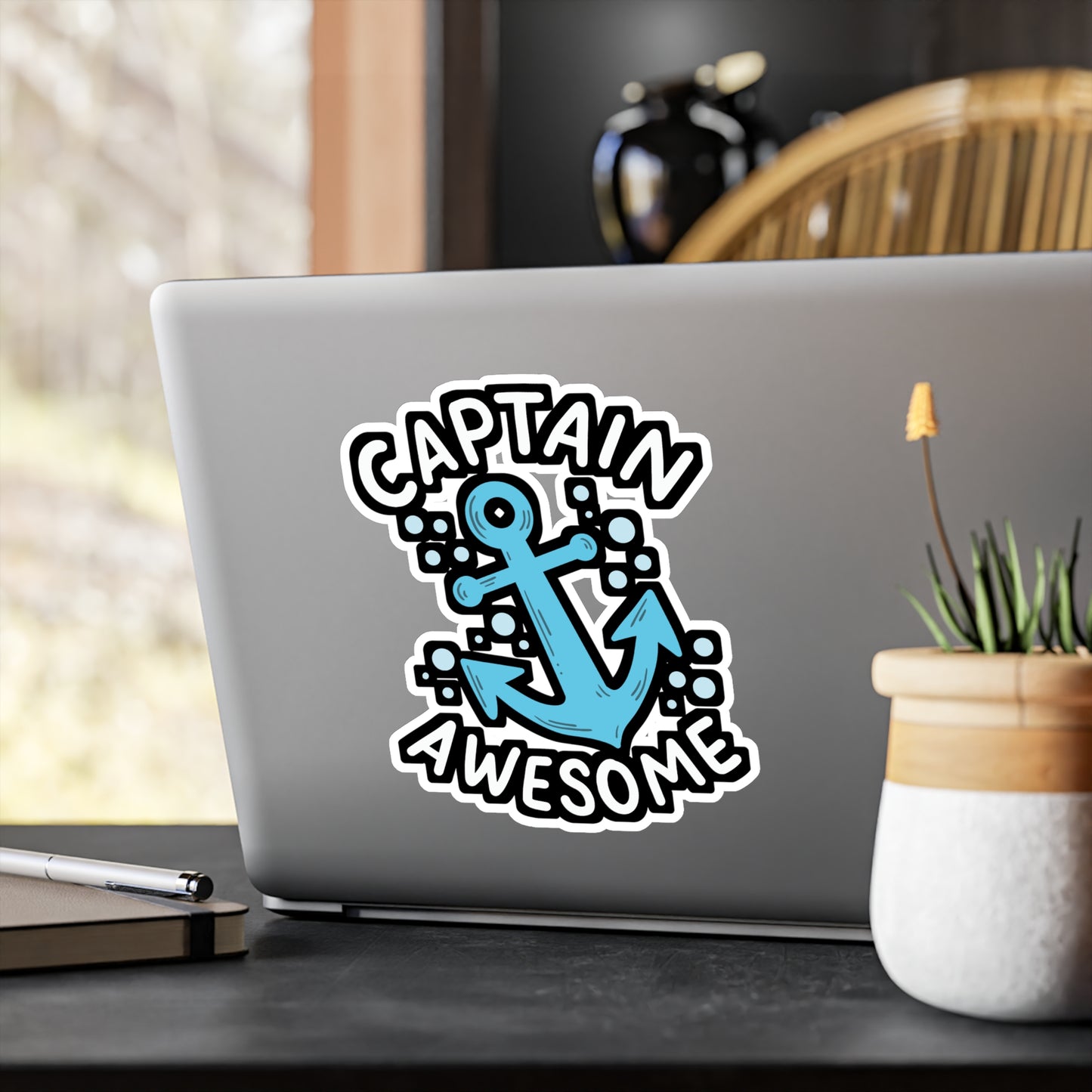 Captain Awesome - Boating Sticker for Car Window Laptop Sticker. Water Bottle Sticker, Vinyl Yacht Decal, Pontoon Sticker - Boating Gift