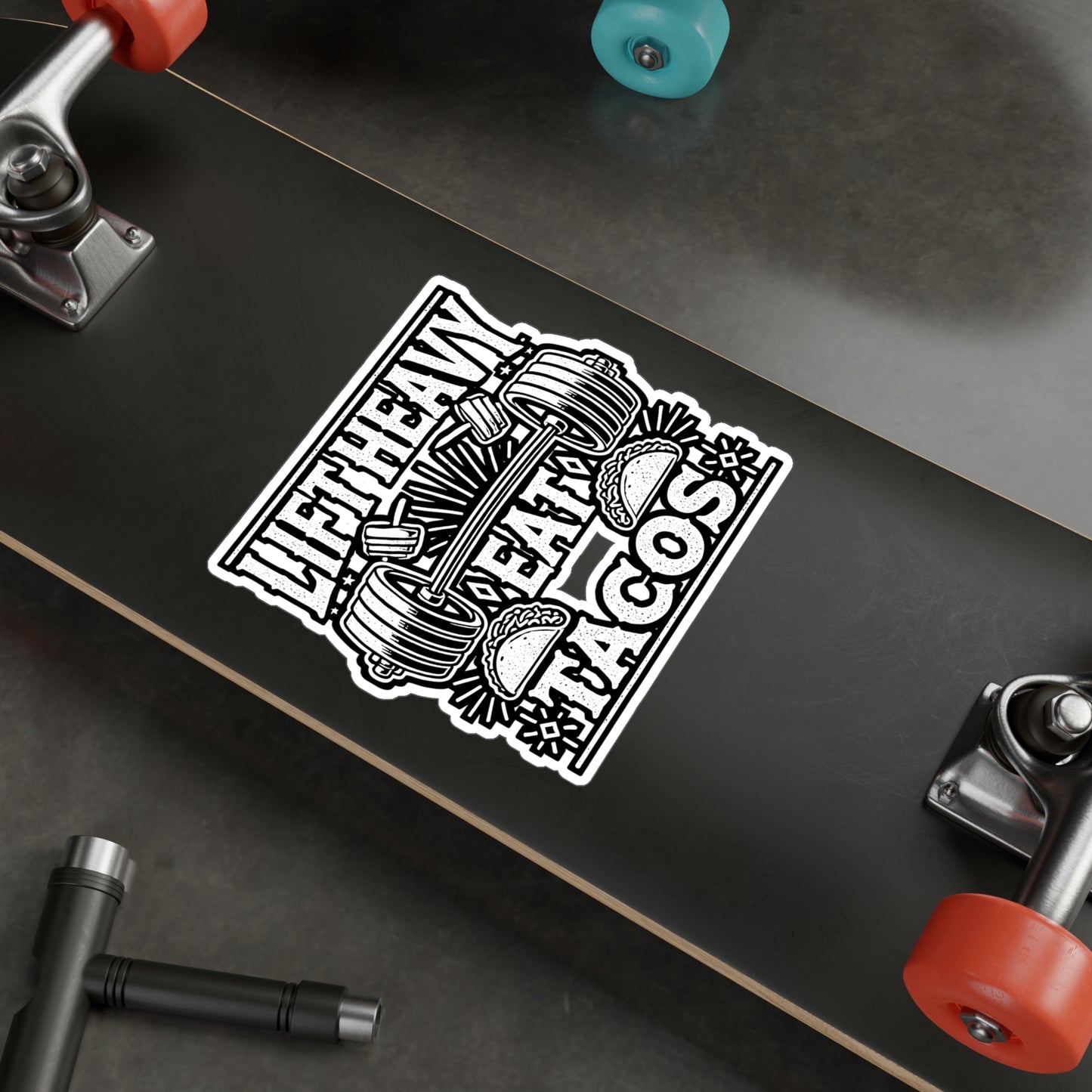 Lift Heavy Eat Tacos - Weightlifting Sticker for Laptop Sticker. Water Bottle Sticker, Vinyl Tacos Decal - Weightlifting Gift