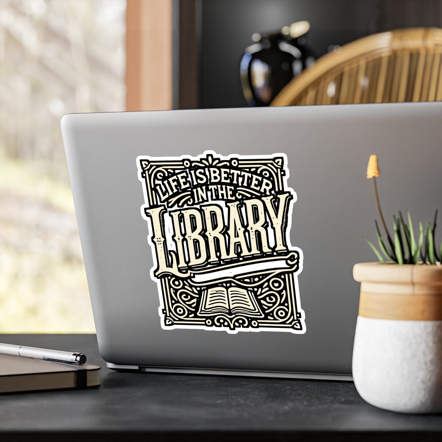 Life Is Better In The Library – Vinyl Sticker for Laptop or Water Bottle | Reading Decal | Perfect Library Gift