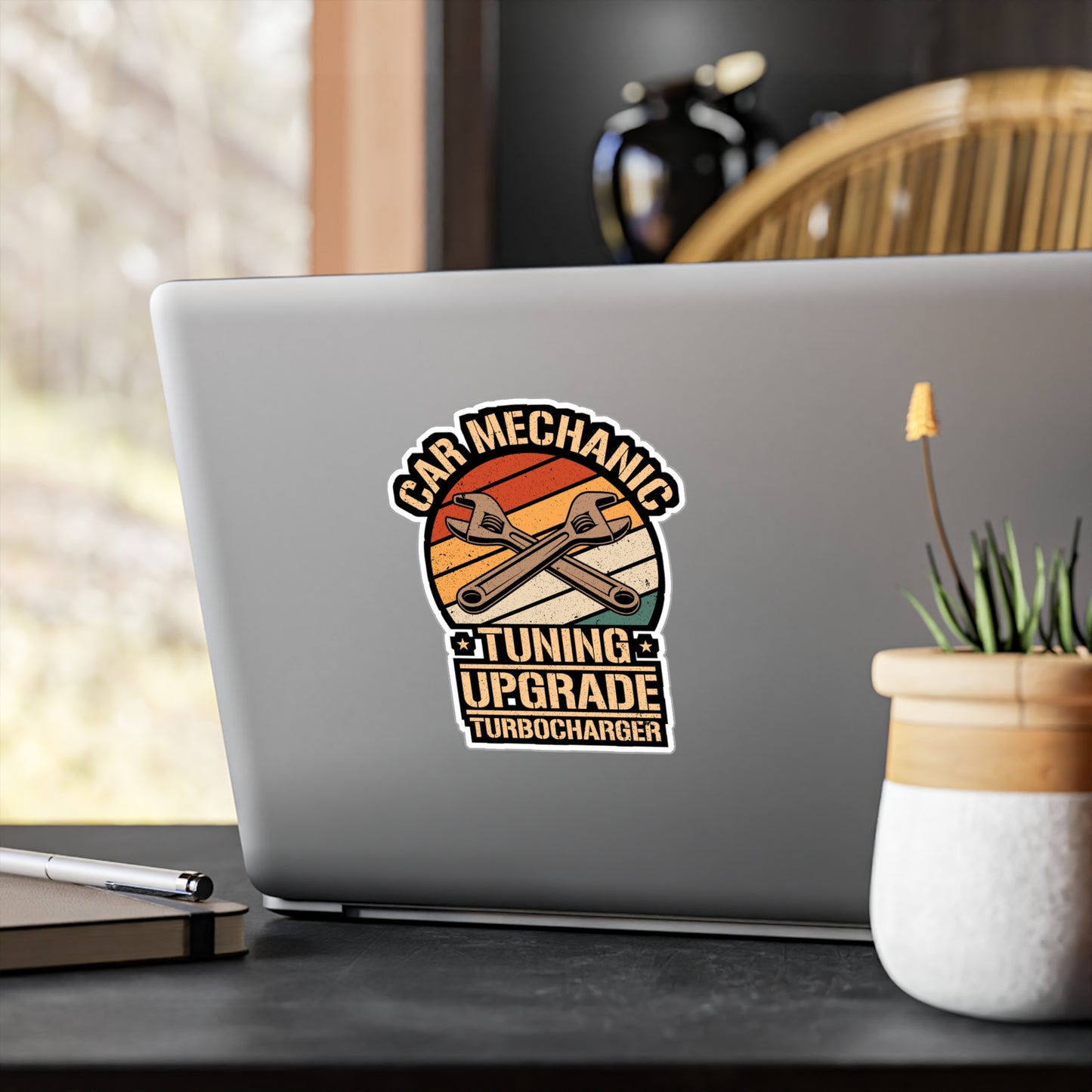 Car Mechanic Tuning Upgrade Turbocharger - Car mechanic job Sticker for Laptop Sticker. Water Bottle Sticker, Vinyl Car mechanic Decal - Car mechanic job Gift