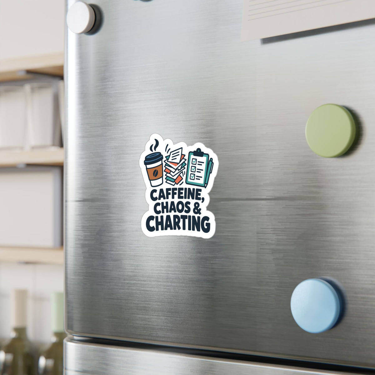 Nurse Sticker Caffeine, Chaos & Charting Decals for Laptop or Water Bottle, Waterproof Vinyl Nursing Student Gift
