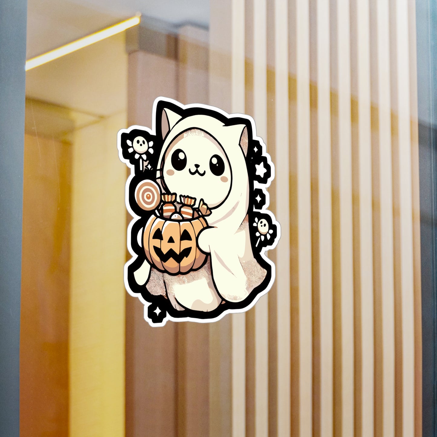 Ghost Halloween Costume Sweets - Halloween Sticker for Laptop Sticker. Water Bottle Sticker, Vinyl Ghost Decal - Halloween Gift