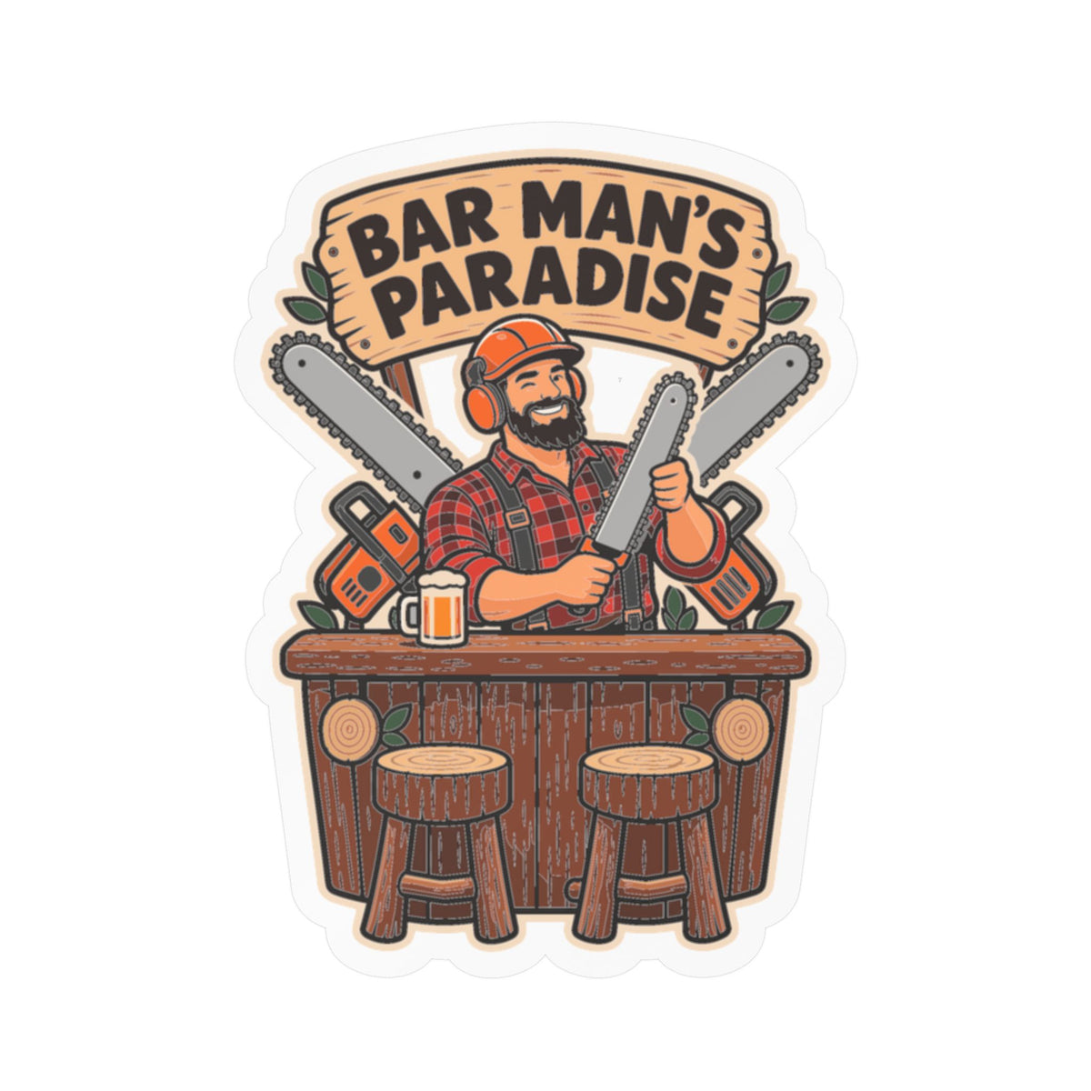 Tree Sticker "Bar Man's Paradise" for a Tree Worker or Branch Manager - Laptop and Water Bottle Decals
