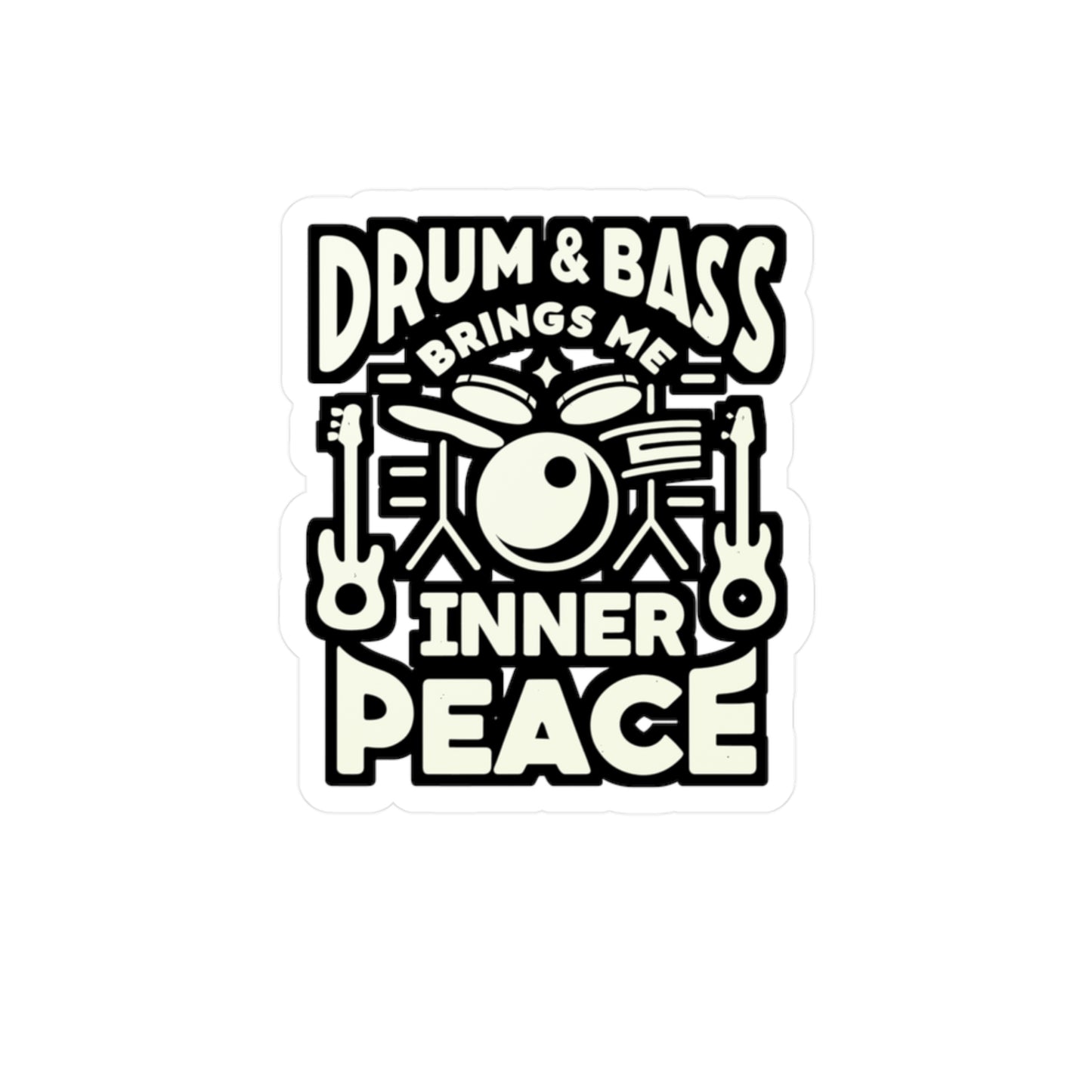 Drum and Bass Brings Me Inner Peace - Audio-engineer Sticker for Laptop Sticker. Water Bottle Sticker, Vinyl Monitor Decal - Audio-engineer Gift