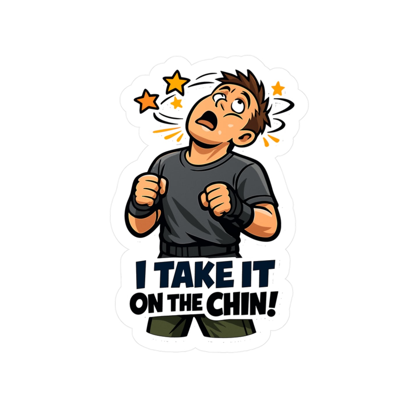 Krav Maga Sticker "I Take It on the Chin!" – Waterproof Vinyl decals for Laptop, Water Bottle, martial arts self defense fitness