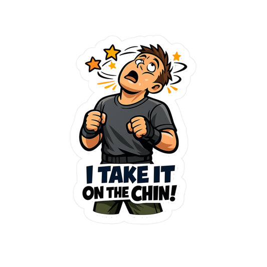 Krav Maga Sticker "I Take It on the Chin!" – Waterproof Vinyl decals for Laptop, Water Bottle, martial arts self defense fitness