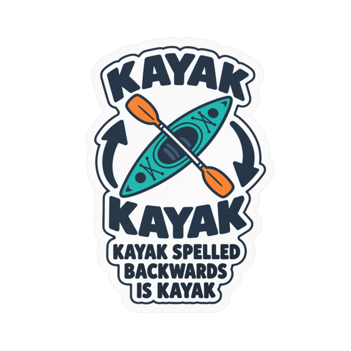 Kayak Sticker - Spelled Backwards Is Kayak, Funny Kayaking and Rowing Decals for Any Kayaker, Laptop or Water Bottle