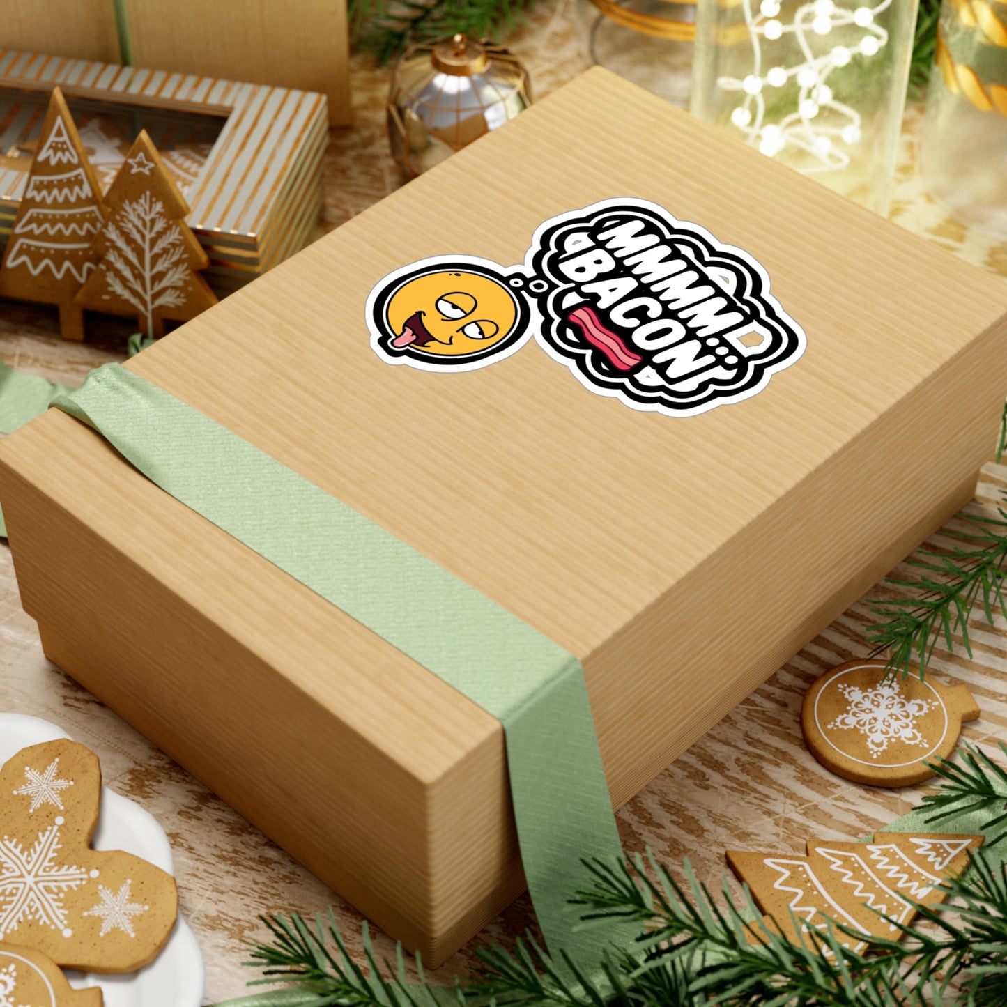 Mmmm Bacon - Bacon Sticker for Car Window Laptop Sticker. Water Bottle Sticker, Vinyl Lard Decal, Strips Sticker - Bacon Gift