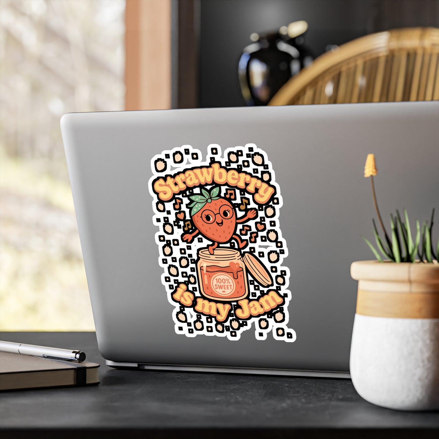 Strawberry Is My Jam - Strawberry Sticker for Laptop, Water Bottle, Gift for Fruit Lovers, Teens, Kids