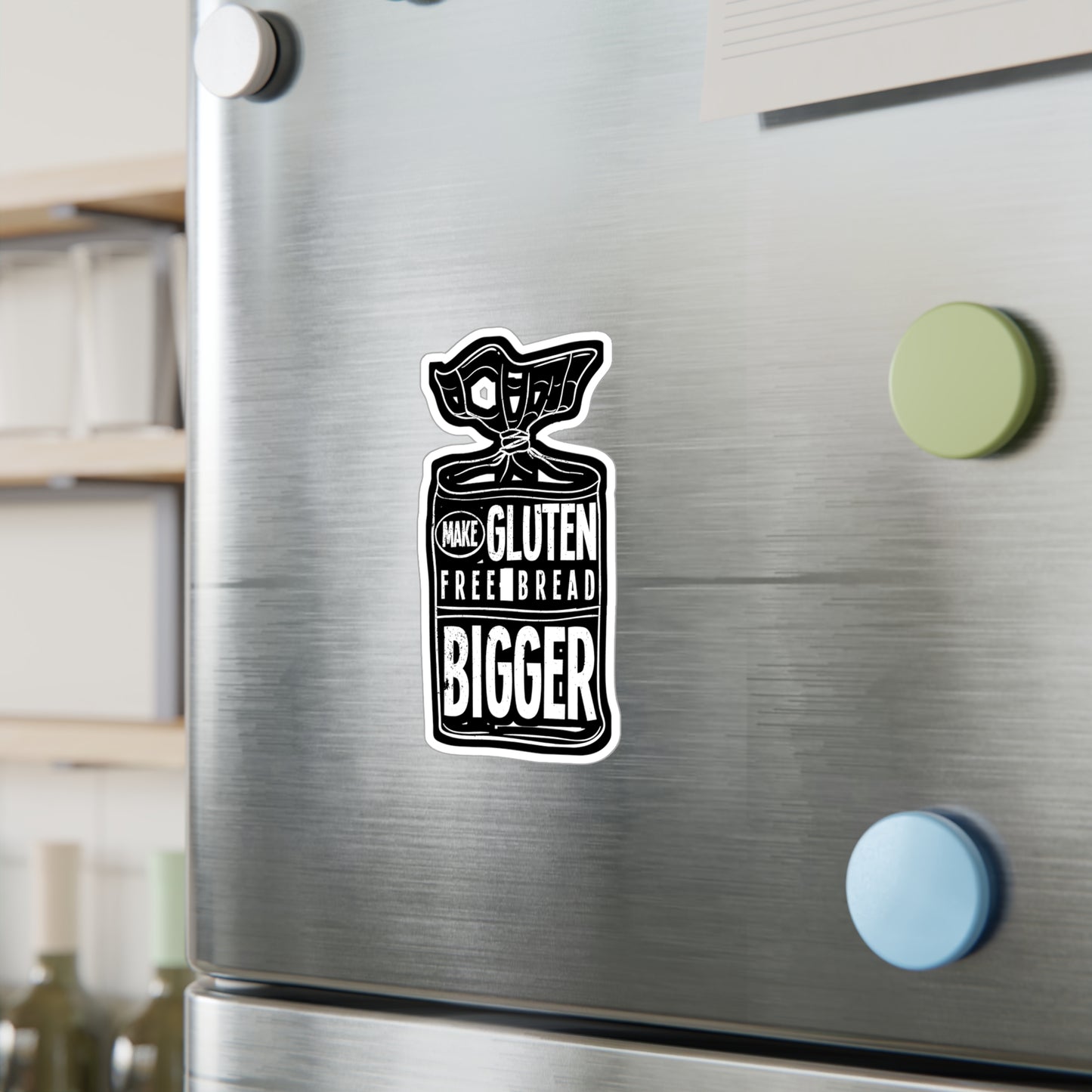 Make Gluten Free Bread Bigger - Gluten Sticker for Laptop Sticker. Water Bottle Sticker, Vinyl Celiac Decal - Gluten Gift