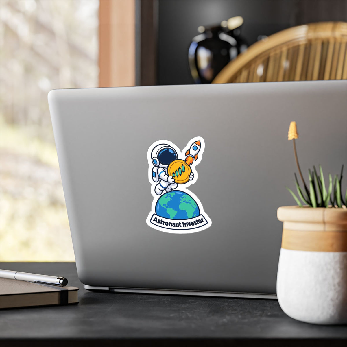 Day Trading Sticker - Astronaut Investor Design for Stock Market and Forex Traders, Laptop and Water Bottle Decals