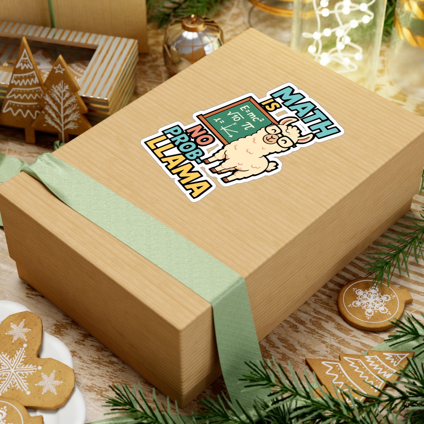 Math Is No Prob-Llama – Funny Math Teacher Sticker for Laptop, Water Bottle & Classroom Gifts