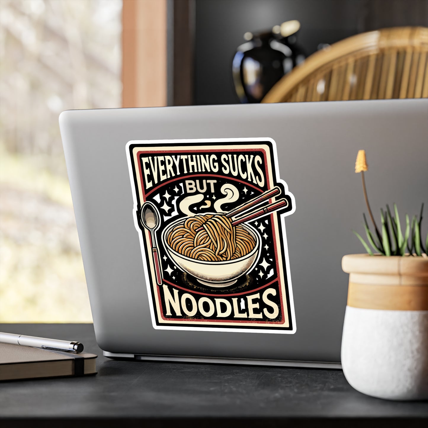 Everything Sucks But Noodles - Noodles Sticker for Laptop Sticker. Water Bottle Sticker, Vinyl Food Decal - Noodles Gift