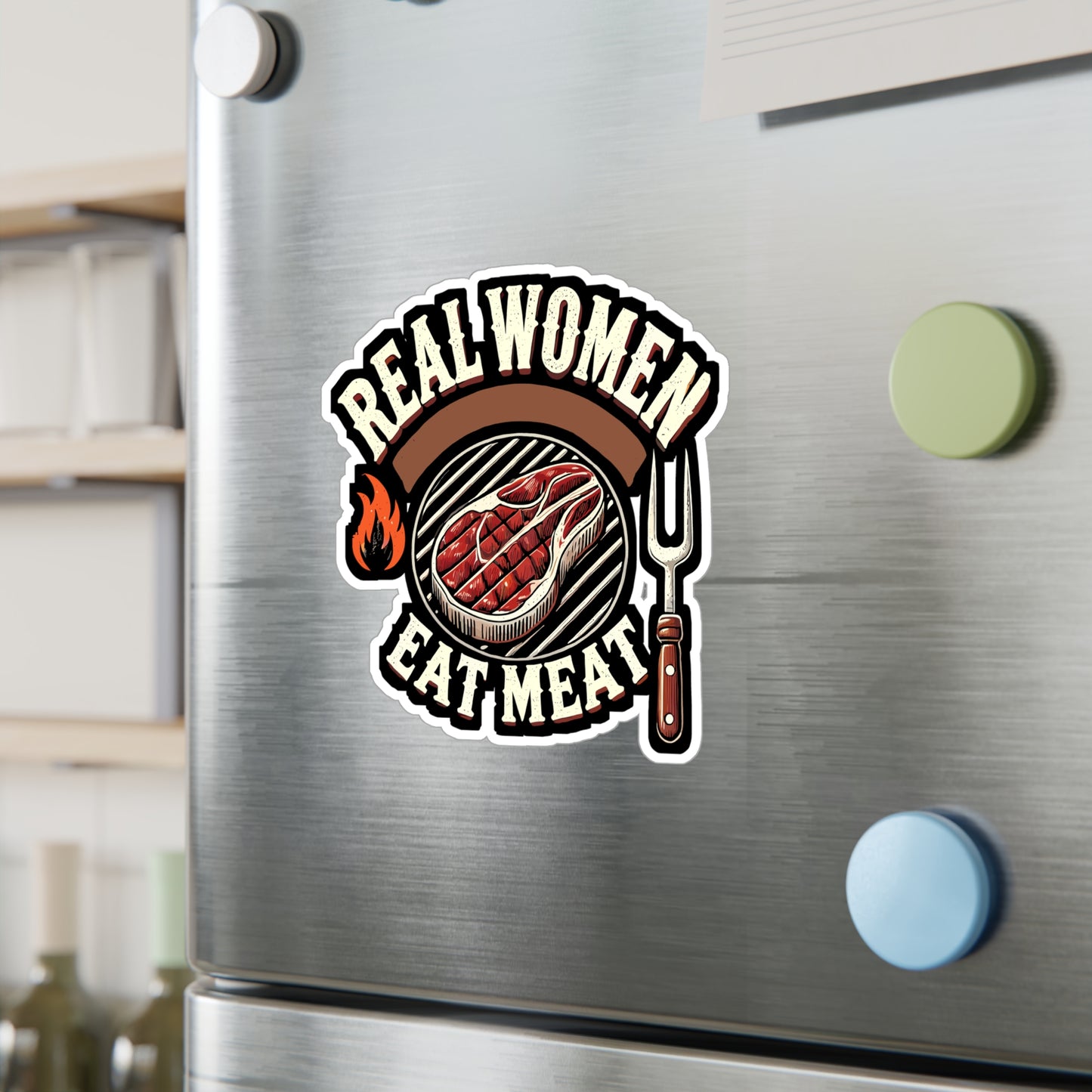Real Women Eat Meat - BBQ Sticker for Car Window Laptop Sticker. Water Bottle Sticker, Vinyl Steak Decal, Grilling Sticker - BBQ Gift