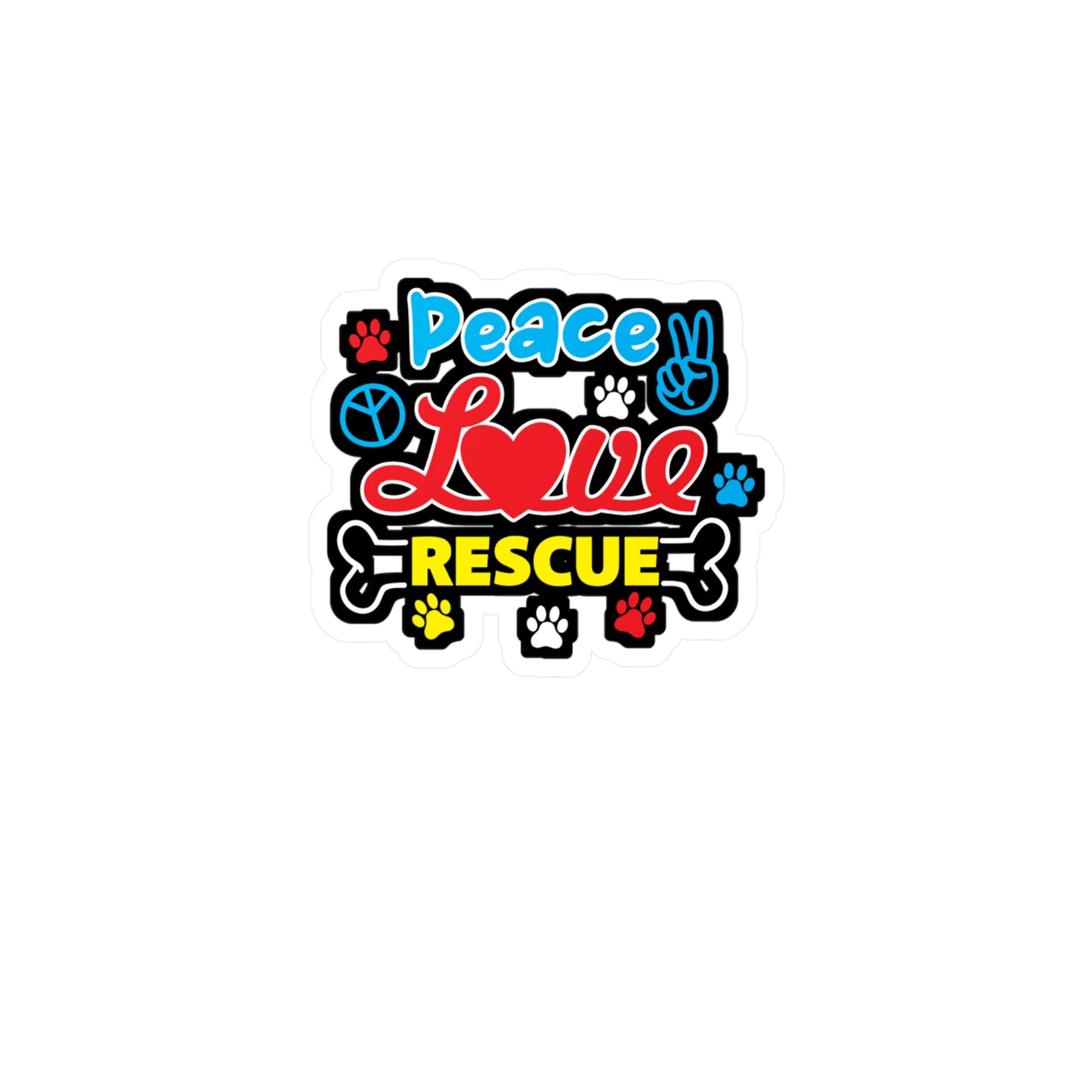 Peace Love Rescue - Animal-rescue Sticker for Laptop Sticker. Water Bottle Sticker, Vinyl Rescuer Decal - Animal-rescue Gift