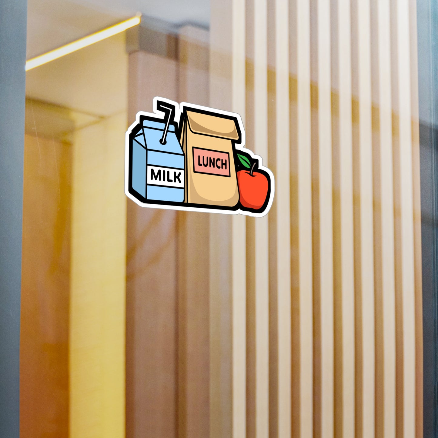 Lunch Milk Apple - Cafeteria Sticker for Laptop Sticker. Water Bottle Sticker, Vinyl Feeding Decal - Cafeteria Gift