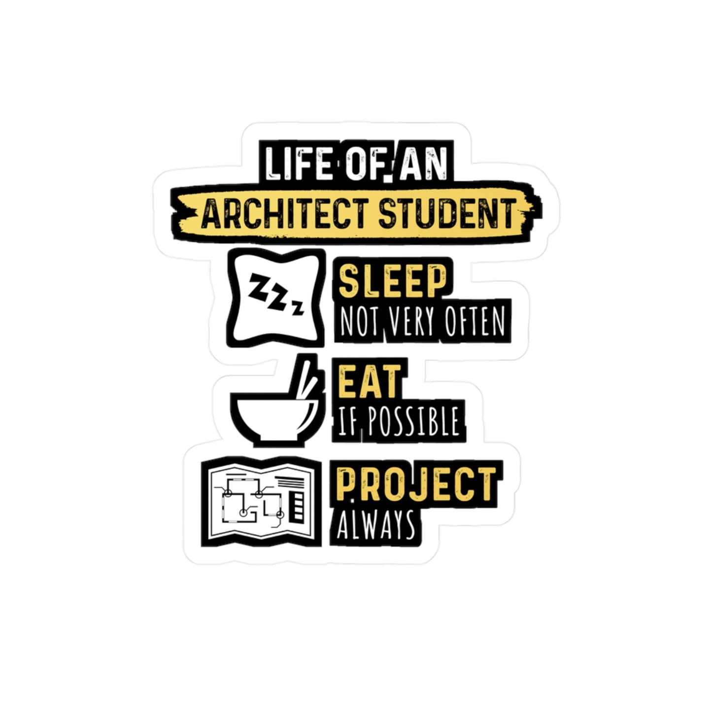 Life of An Architect Student - Architecture Sticker for Laptop Sticker. Water Bottle Sticker, Vinyl Studio Decal - Architecture Gift