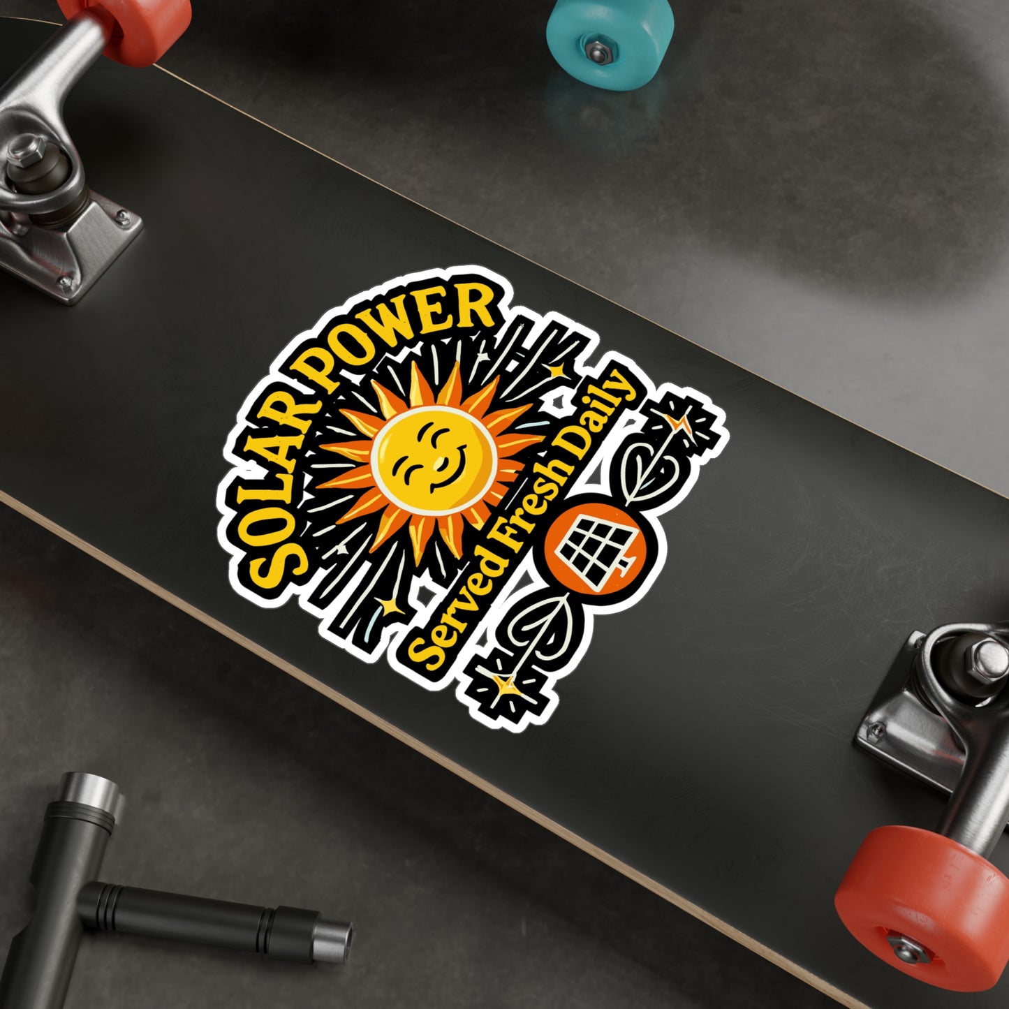 Solar Power Served Fresh Daily - Solar power Sticker for Laptop Sticker. Water Bottle Sticker, Vinyl Renewable energy Decal - Solar power Gift
