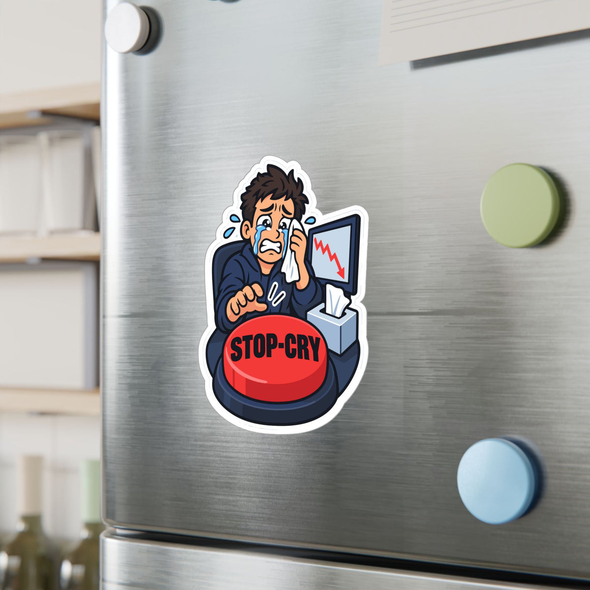 Day Trading Sticker – Stop-Cry Decals for the Stock Market and Forex Trader, for Laptop or Water Bottle