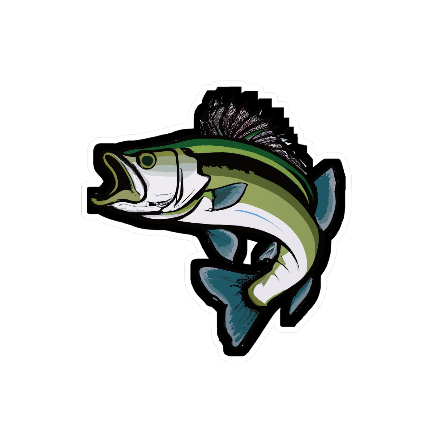 Jumping Bass Fish - Bass Sticker for Car Window Laptop Sticker. Water Bottle Sticker, Vinyl Fishing Decal, Aquatic Sticker - Bass Gift