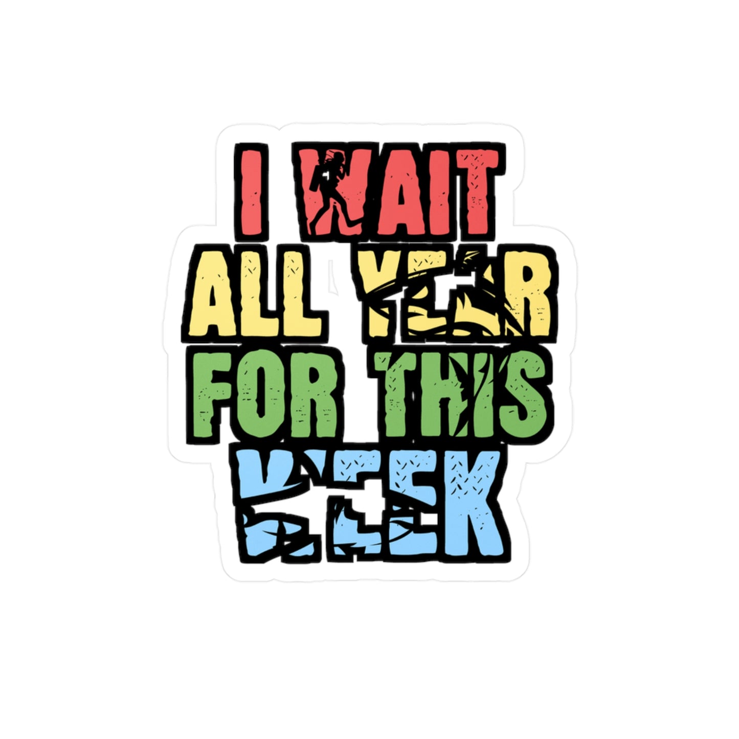 I Wait All Year For This Week - Sharks Sticker for Laptop Sticker. Water Bottle Sticker, Vinyl Marine Decal - Sharks Gift