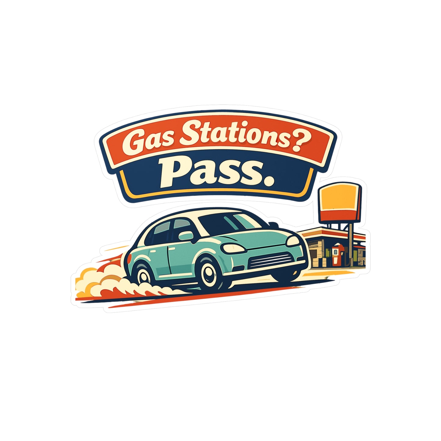 Electric Car Sticker “Gas Stations? Pass.” Electric Vehicle Decals, Waterproof Vinyl Rechargeable Battery Theme for Laptop Water Bottle