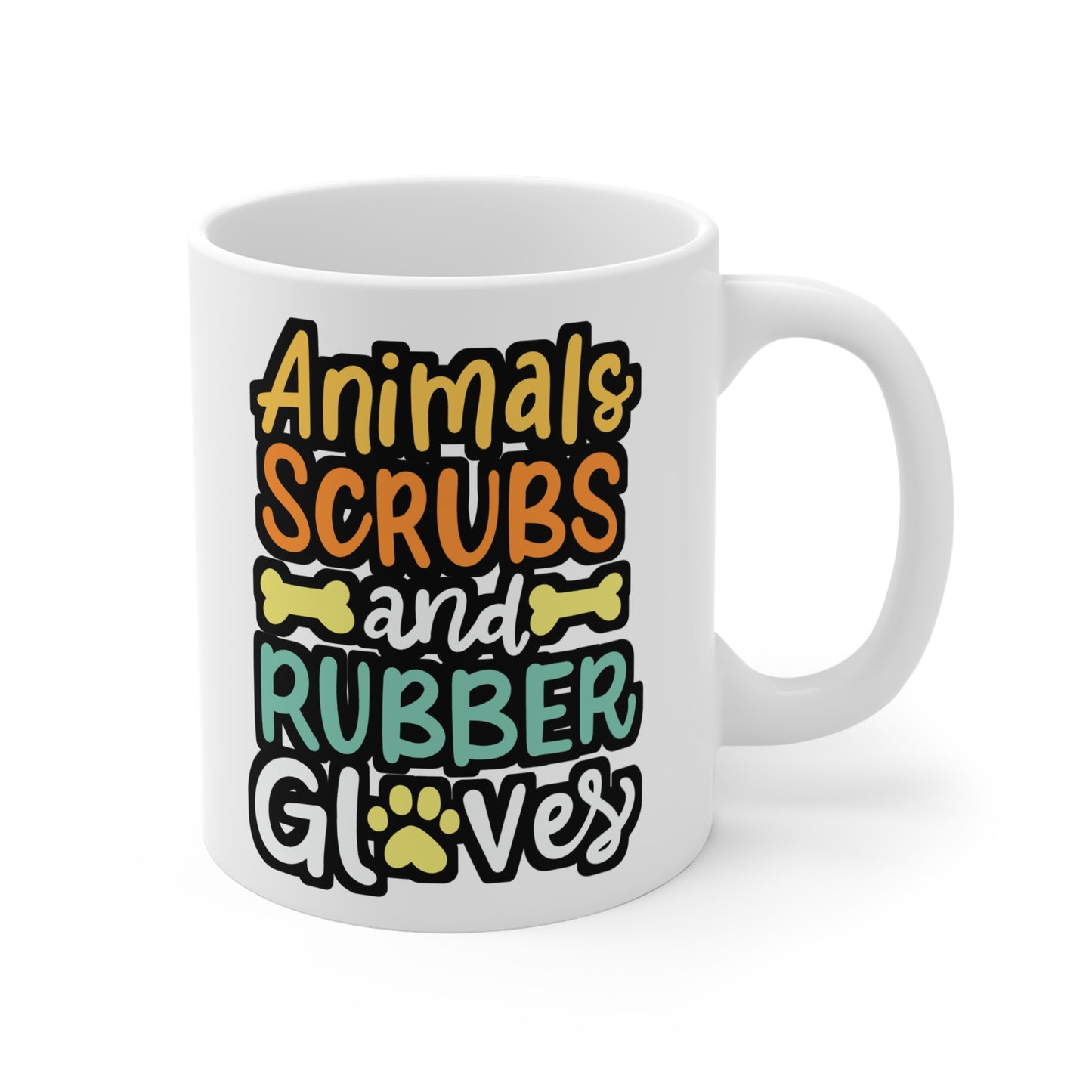 Animals, Scrubs And Rubber Gloves Vet Veterinary - Veterinarian gift Mug for Coffee 11oz. Veterinarian gift Cup, White ceramic, Vet tech gift Mug - Veterinarian gift Gift