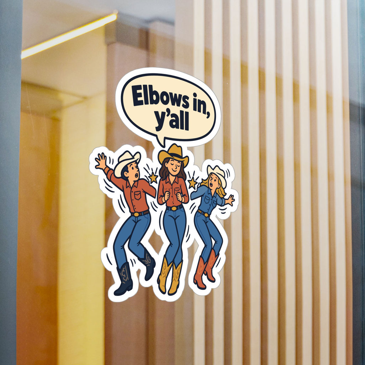 Line Dance Sticker - Elbows in, y’all - Western Country Life Design for Dancers, Laptop and Water Bottle Decals