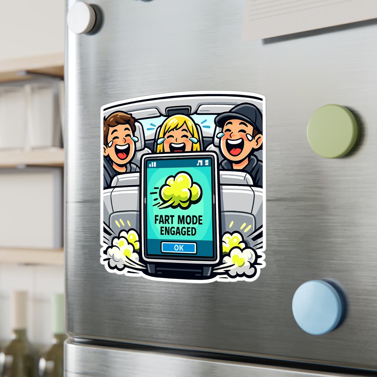 Electric Car Sticker Fart Mode Engaged Funny Waterproof Vinyl decals for electric vehicle Laptop or Water Bottle rechargeable battery theme