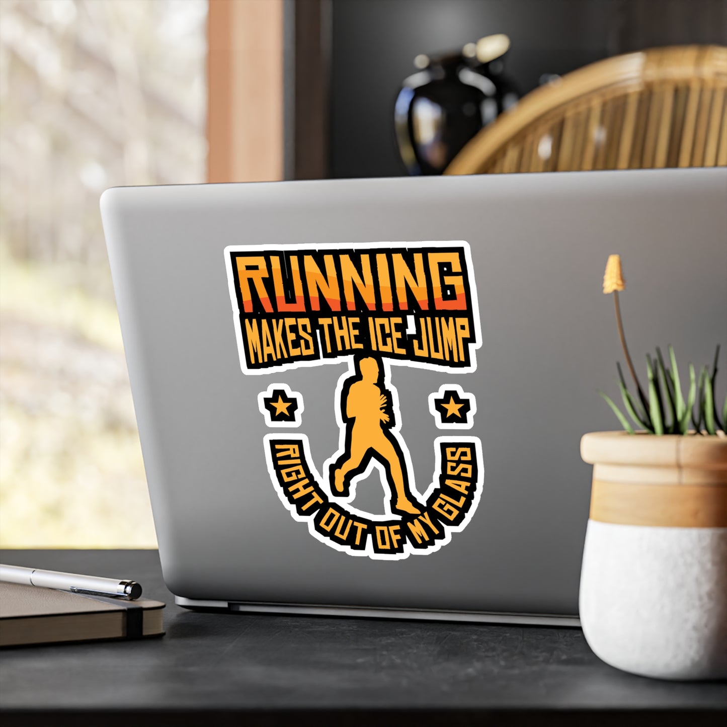Running Makes The Ice Jump - Marathon Sticker for Laptop Sticker. Water Bottle Sticker, Vinyl Running Decal - Marathon Gift