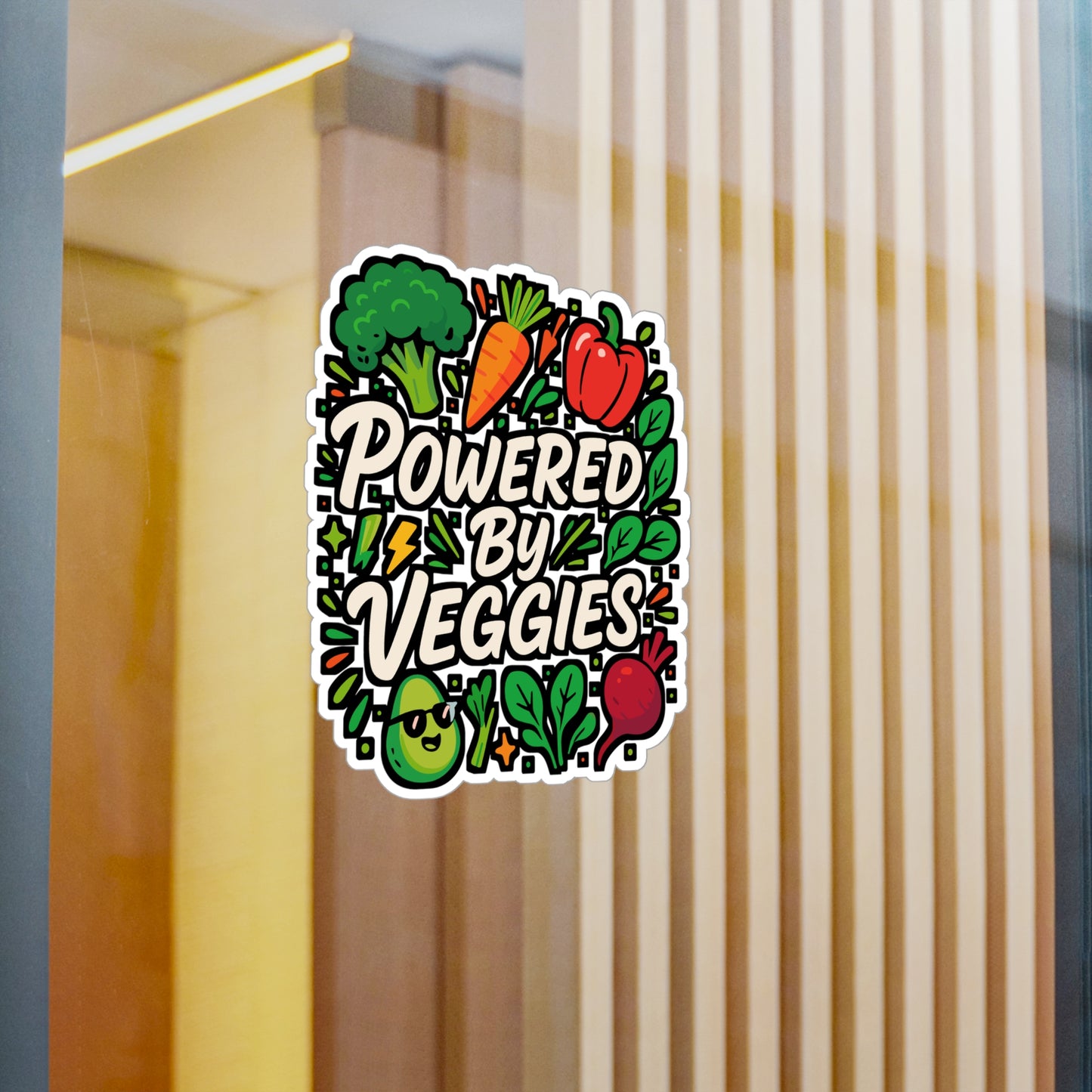 Powered by Veggies – Vegan Sticker for Laptop or Water Bottle | Funny Plant-Based Gift, Vinyl Veggie Decal