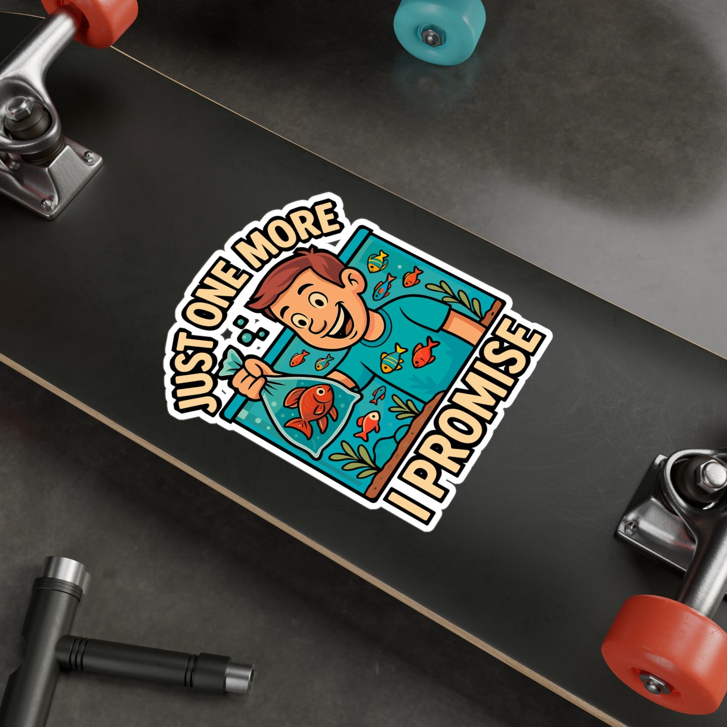 Just One More Fish I Promise – Aquarist Sticker for Laptop or Water Bottle | Vinyl Aquascaping Decal, Aquarium Lover Gift