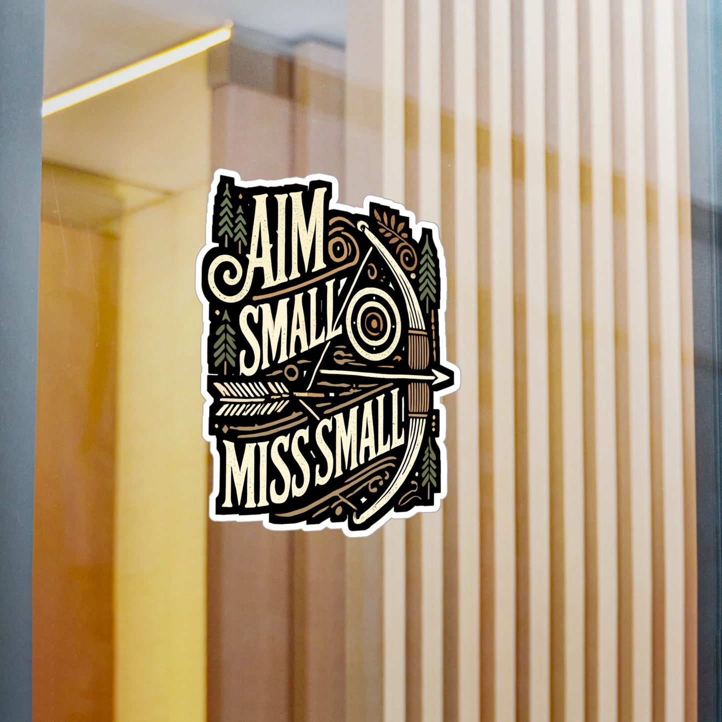 Aim Small Miss Small - Archery Sticker for Car Window Laptop Sticker. Water Bottle Sticker, Vinyl Bow Decal, Arrow Sticker - Archery Gift