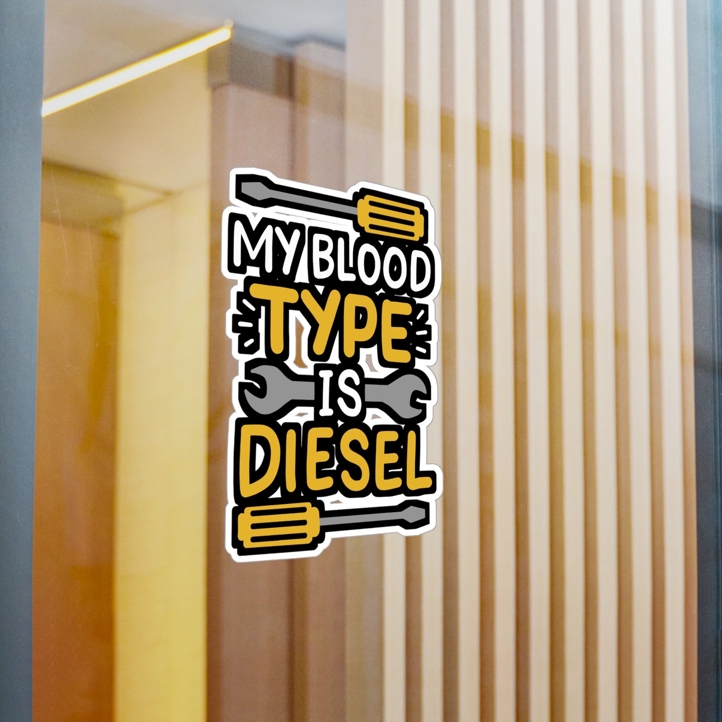 My Blood Type Is Diesel - Diesel-mechanic Sticker for Laptop Sticker. Water Bottle Sticker, Vinyl Blinker Decal - Diesel-mechanic Gift