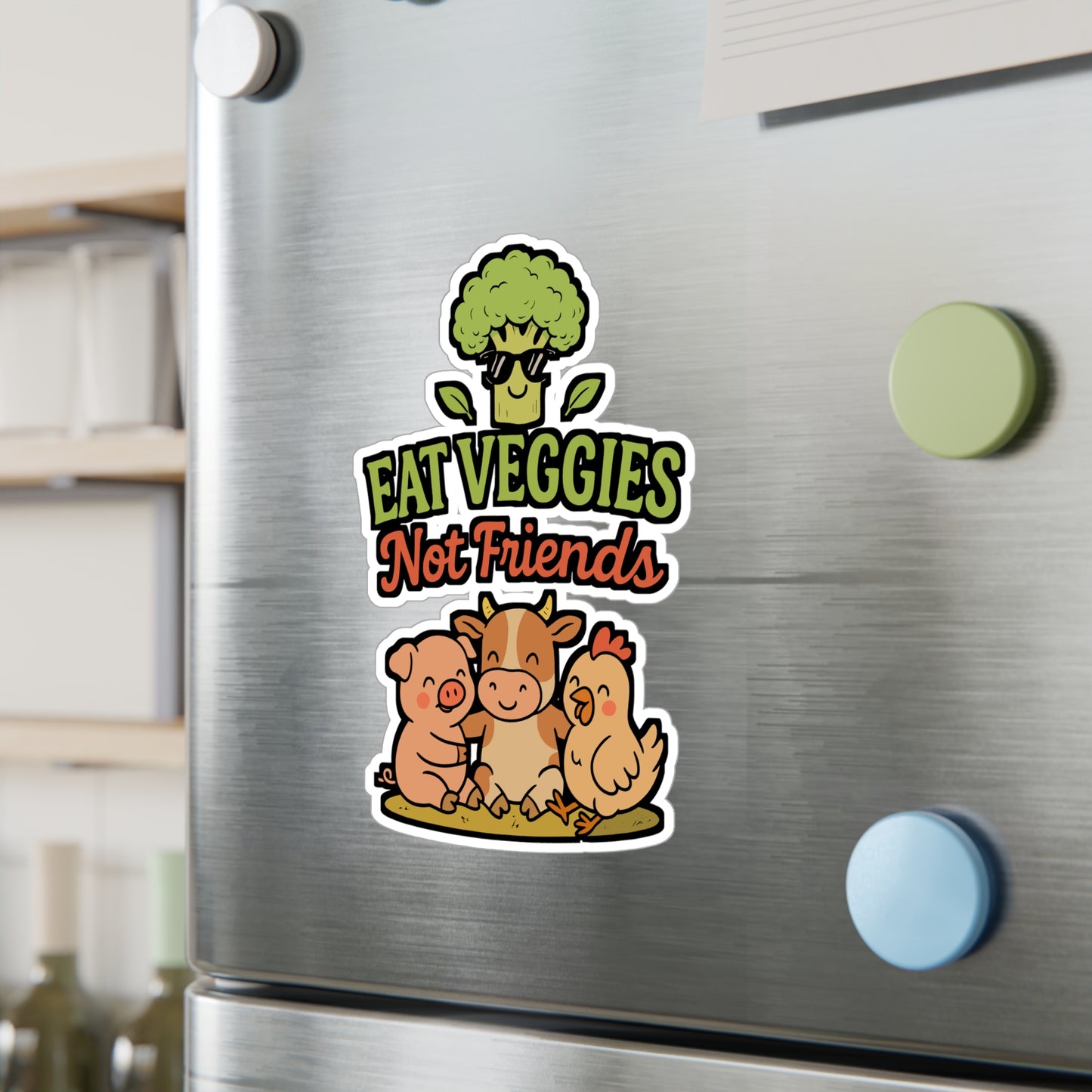 Eat Veggies Not Friends – Vinyl Sticker for Laptop or Water Bottle | Plant-Based Vegan Gift Decal