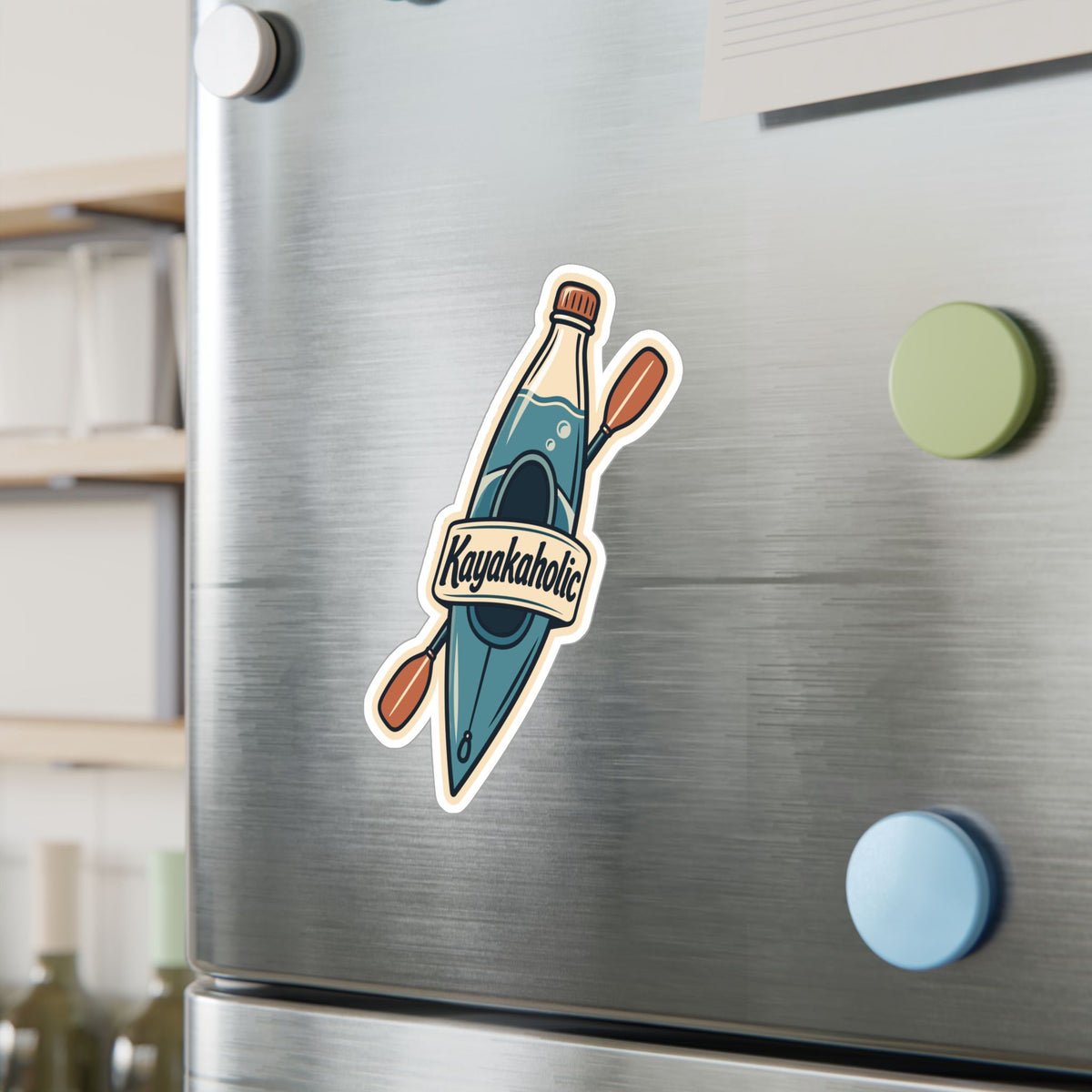 Kayak Sticker - Kayakaholic Decals for Kayaking and Rowing Fans, Kayaker Design for Laptop or Water Bottle