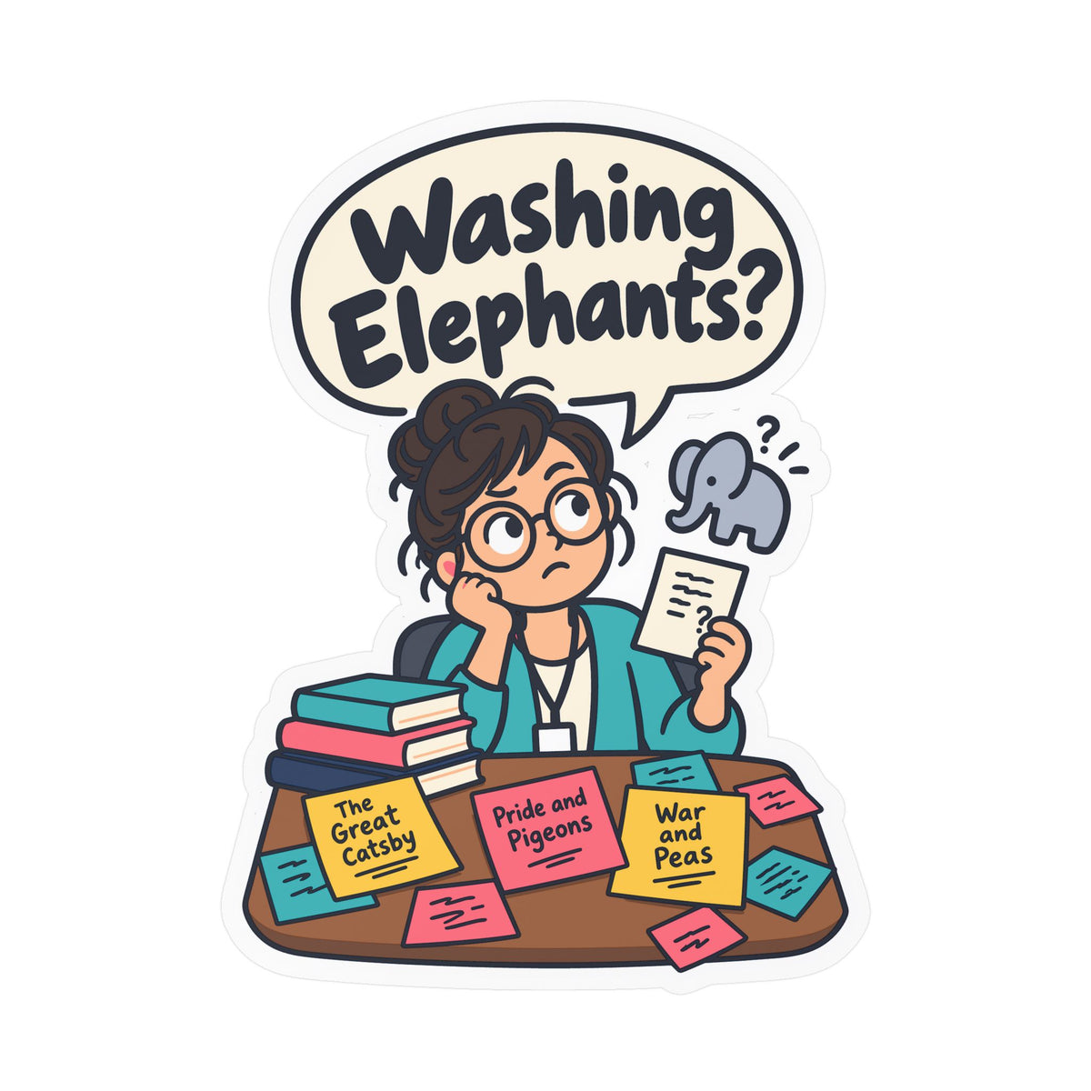 Librarian Sticker - Washing Elephants? Fabulous and Magical Unicorn Decals for Laptop or Water Bottle