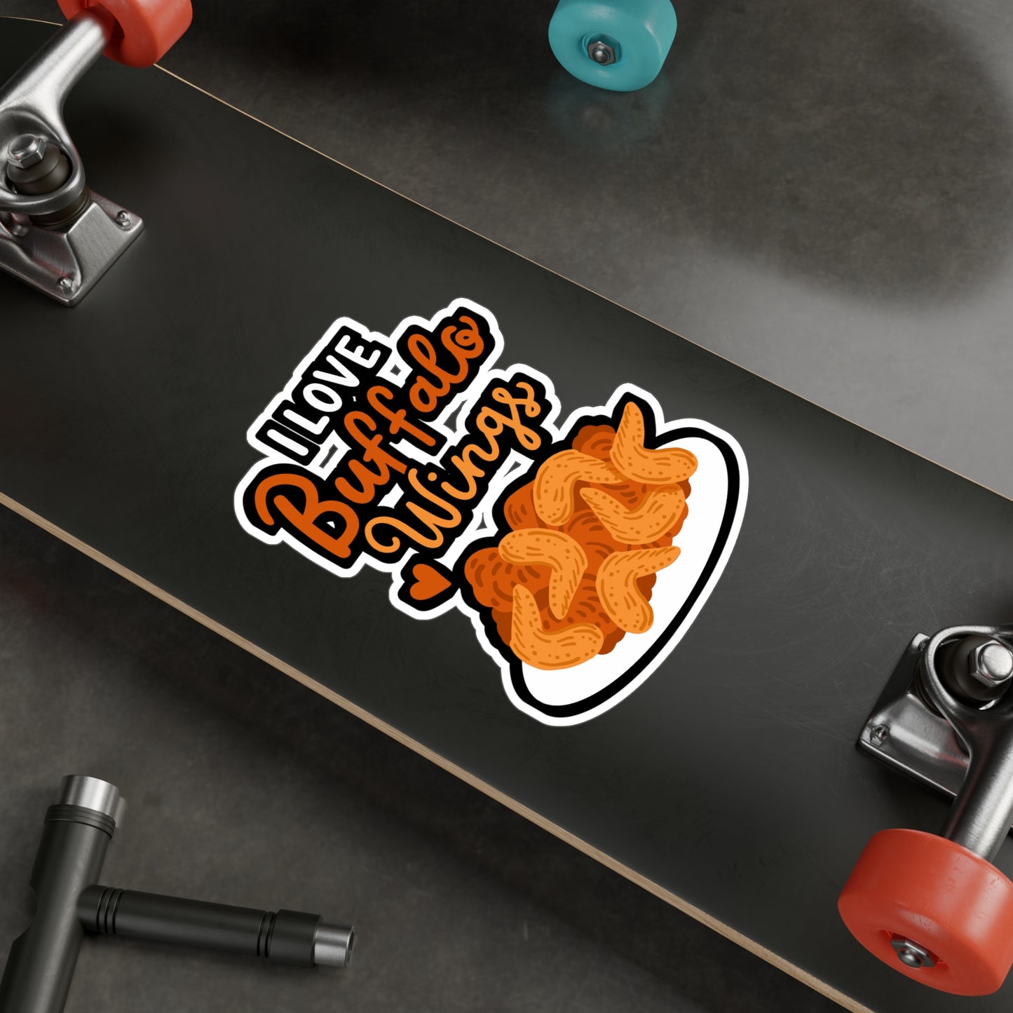 I Love Buffalo Wings - Chicken-wings Sticker for Laptop Sticker. Water Bottle Sticker, Vinyl Buffalo Decal - Chicken-wings Gift