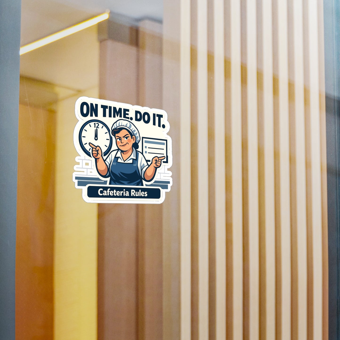Lunch Lady Sticker On Time. Do It. Funny School Canteen Staff Waterproof Vinyl sticker Decals for Laptop, Water Bottle