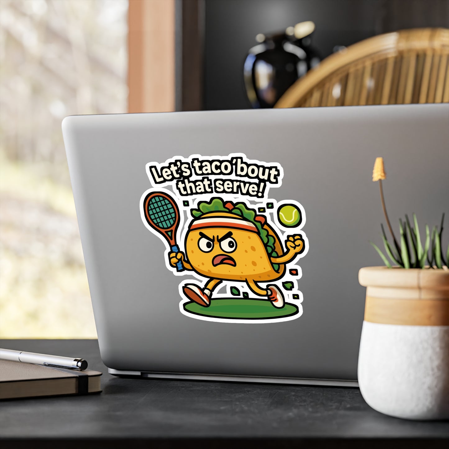 Let’s taco ’bout that serve! - Tennis Sticker - Funny Gift for Players & Coaches - Perfect for Laptop, Water Bottle, Tennis Lover