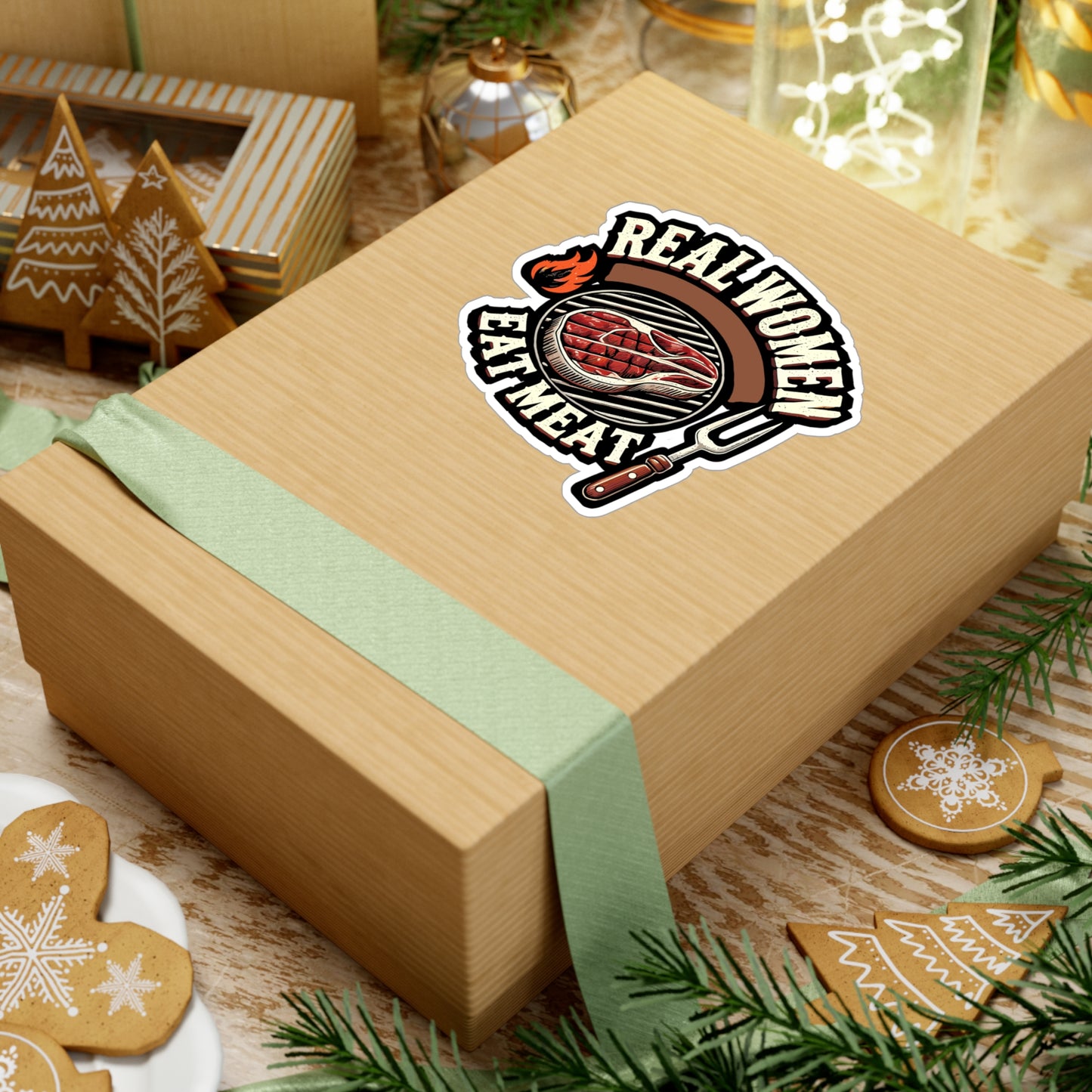 Real Women Eat Meat - BBQ Sticker for Car Window Laptop Sticker. Water Bottle Sticker, Vinyl Steak Decal, Grilling Sticker - BBQ Gift