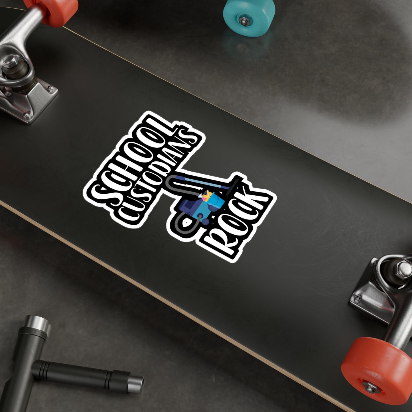 School Custodians Rock - Cleaning Sticker for Wall, Laptop, Window, Truck, Car Cleaning Gift Vinyl Funny Decal Sticker