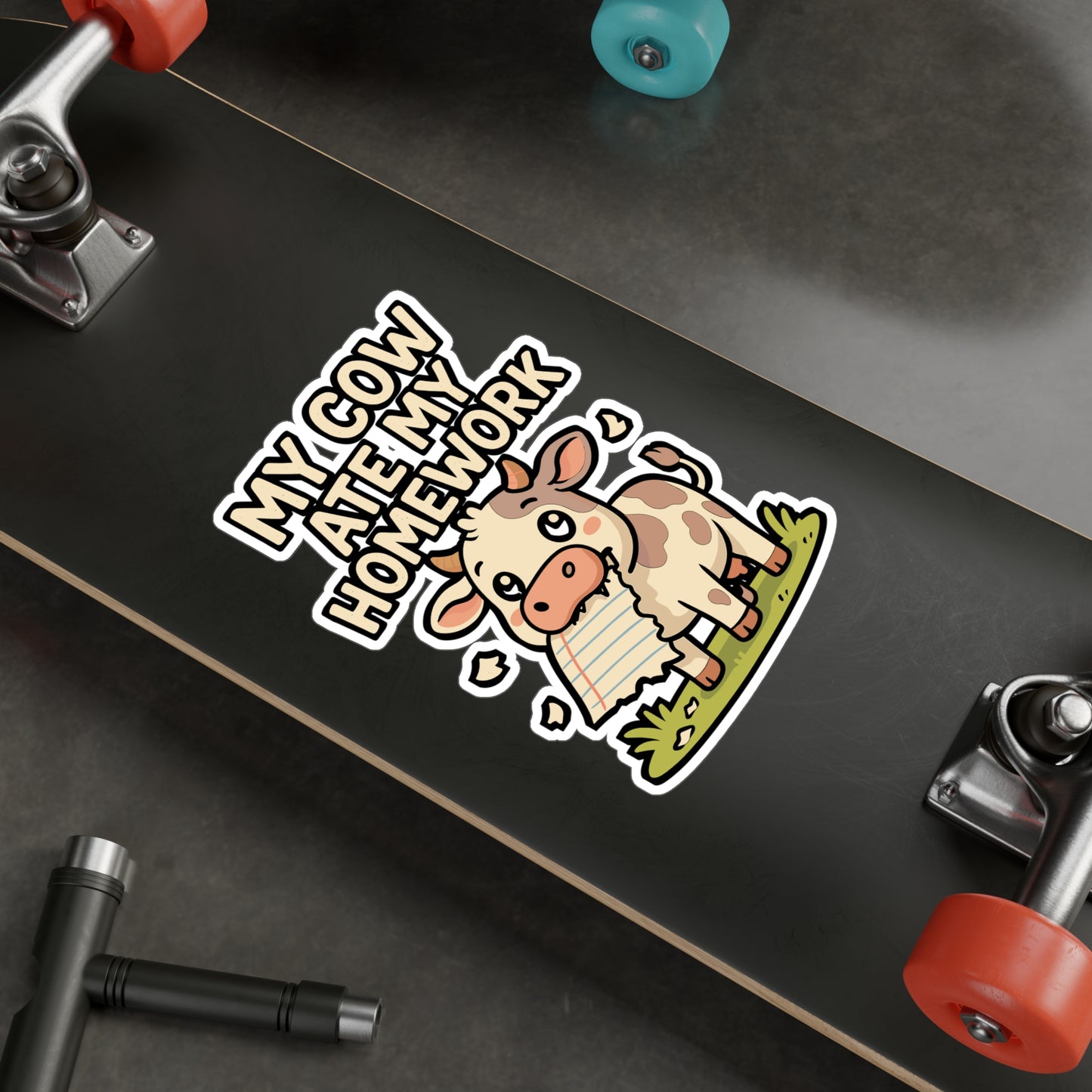 My Cow Ate My Homework – Funny Cow Sticker | Vinyl Decal for Laptop, Car Window or Water Bottle | Heifer & Cattle Lover Gift