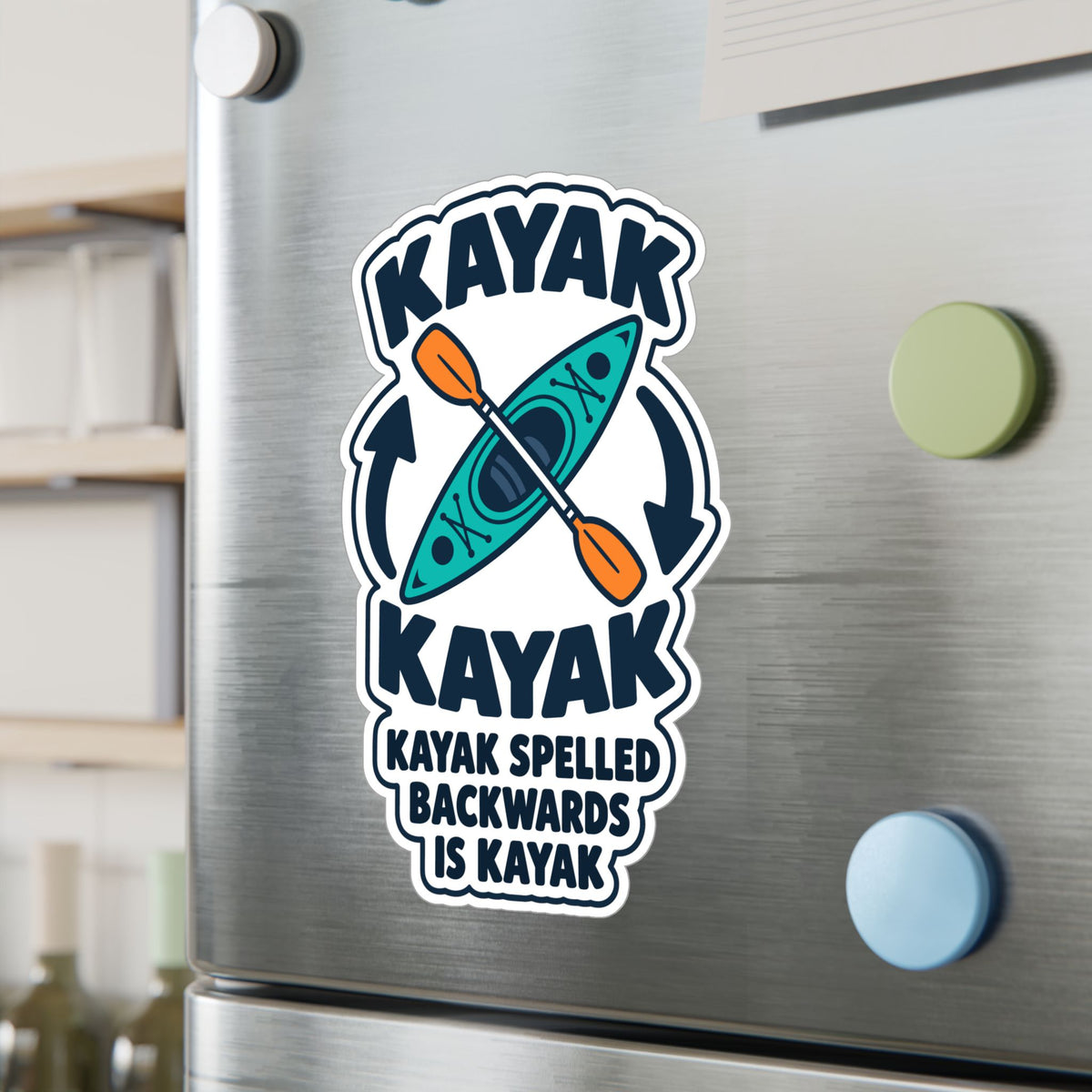 Kayak Sticker - Spelled Backwards Is Kayak, Funny Kayaking and Rowing Decals for Any Kayaker, Laptop or Water Bottle