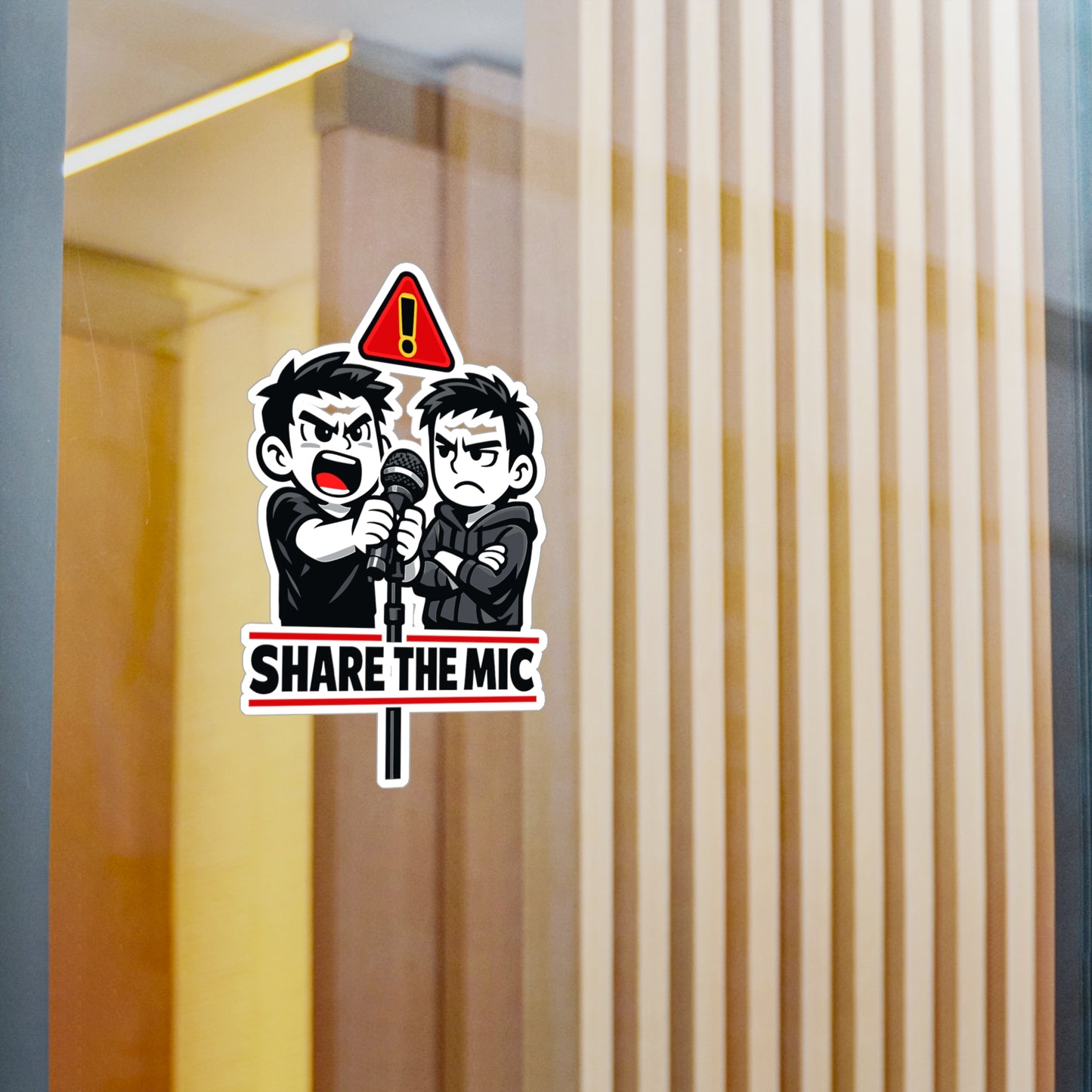 Karaoke Sticker "Share the Mic" Vinyl Decals for Laptop or Water Bottle, Waterproof Music Party Beer Booze Design