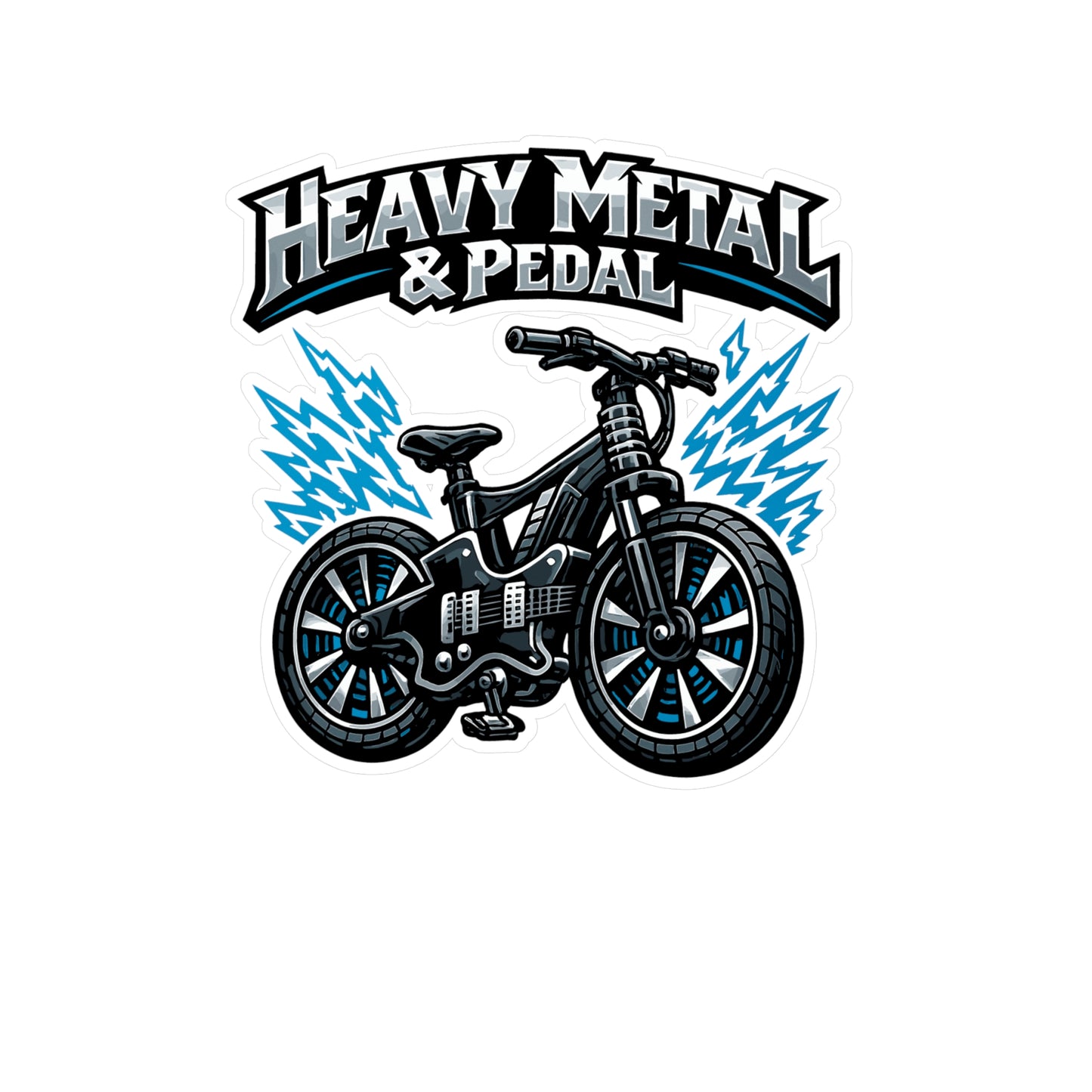 E-Bike Sticker Heavy Metal & Pedal Design, Waterproof Vinyl Decals for Electric Bike, Laptop or Water Bottle, eCycling e Cyclist Gift