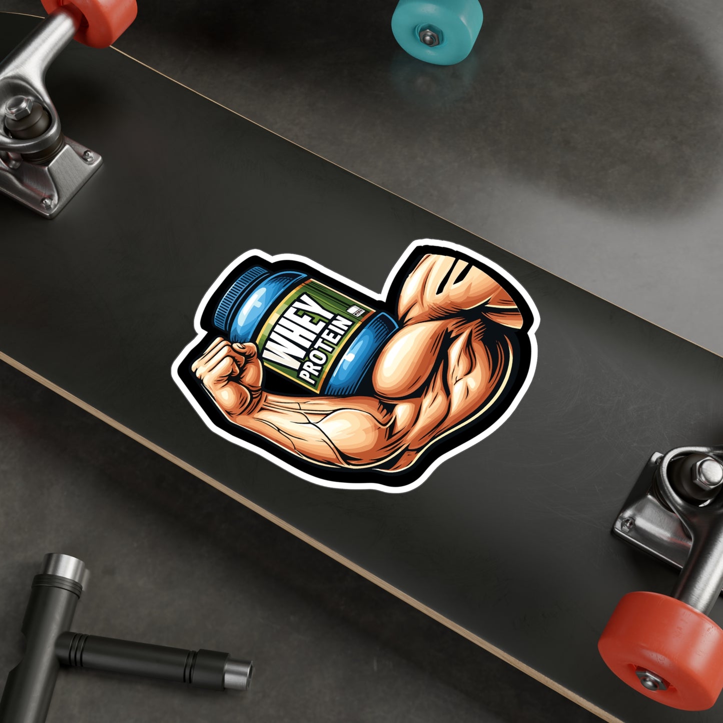 Whey Protein Muscle - Workout Sticker for Car Window Laptop Sticker. Water Bottle Sticker, Vinyl Protein Decal, Whey Sticker - Workout Gift