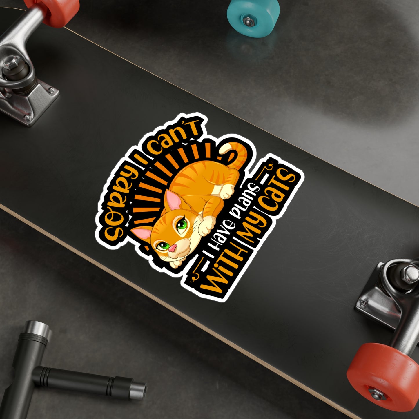 Sorry I Cant I have Plans With my Cats - Cat Sticker for Laptop Water Bottle Sticker, Vinyl Cats Decal - Cat Gift