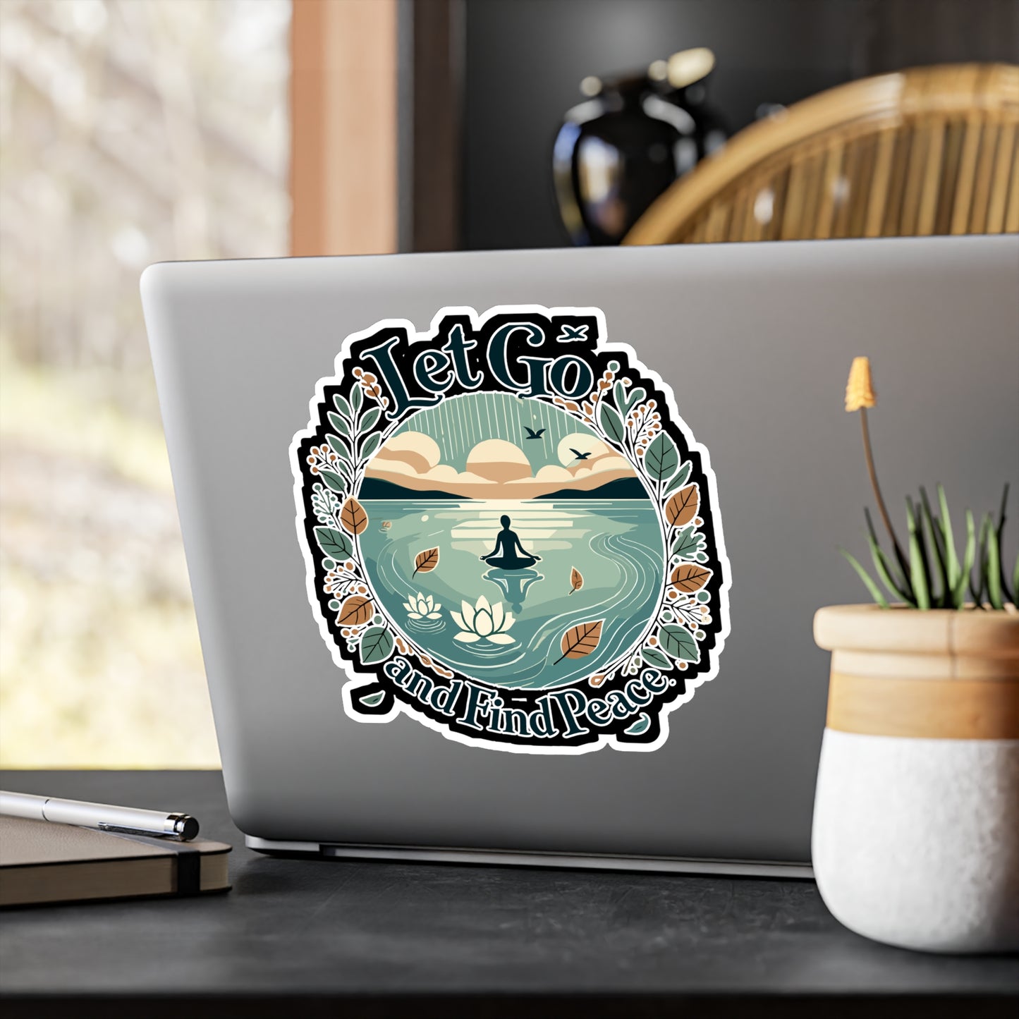 Let Go and Find Peace - Peace Sticker for Laptop Sticker. Water Bottle Sticker, Vinyl Serenity Decal - Peace Gift
